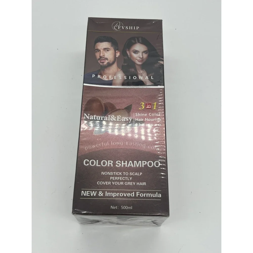 FVSHIP 3-in-1 Natural & Easy Color Shampoo Hair Dye Black 500ml Grey‎ Hair